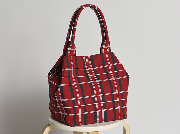8号上綿帆布タータンチェックトート：ラズベリーチェック