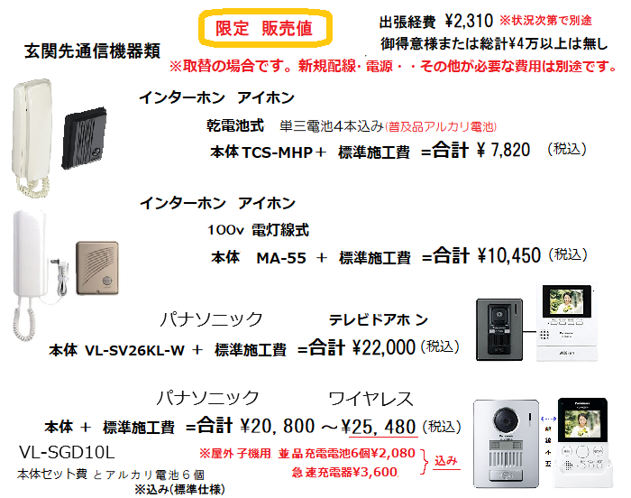 購入最安価格 ワイヤレスインターホン(急速充電器、電池付き